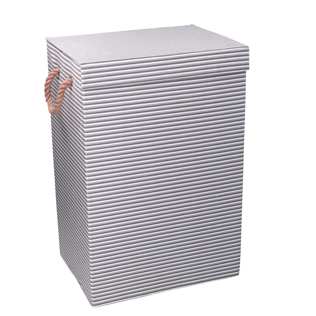 Cestone tessuto grigio con coperchio cm 40x30h60