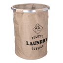 Cestone tessuto sacco beige tondo pieghevole cm ø40h55