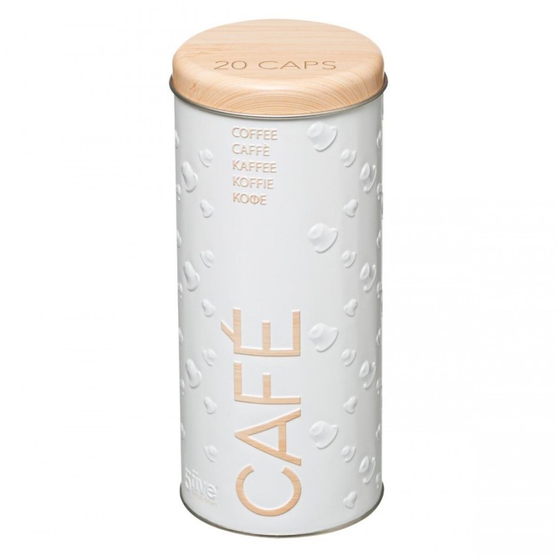 Contenitore da cucina per caffè in ferro Bianco 20 capsule diametro 10,5x h18,5 cm