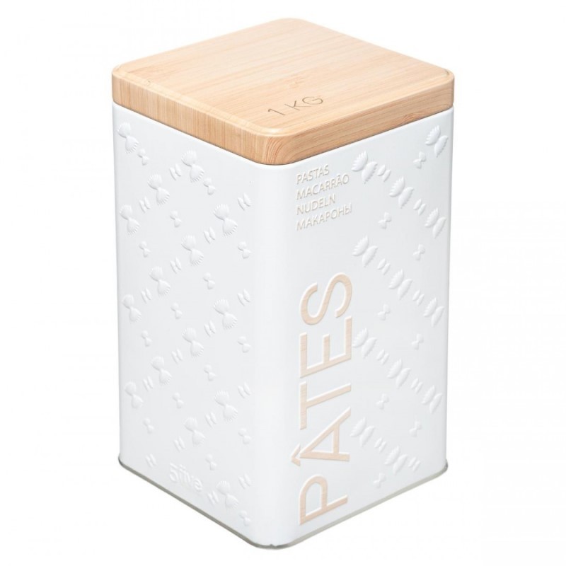 Contenitore da cucina per pasta in ferro Bianco 1Kg 10.5x10,5x h18,5 cm