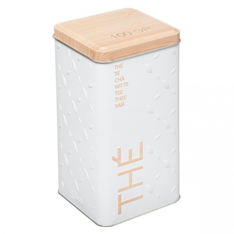 Contenitore per The in ferro Bianco con rilievo 100gr 8,5x85x h17 cm