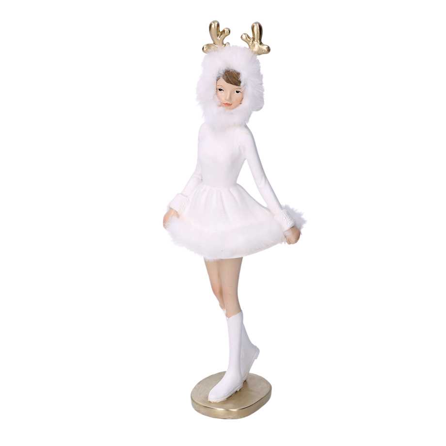 Donna resina ballerina bianco cm 12x9h32