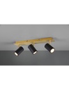 Faretto Marley Piastra Rettangolare Oro 3 Spot Cilindrici Neri Orientabili Trio Lighting