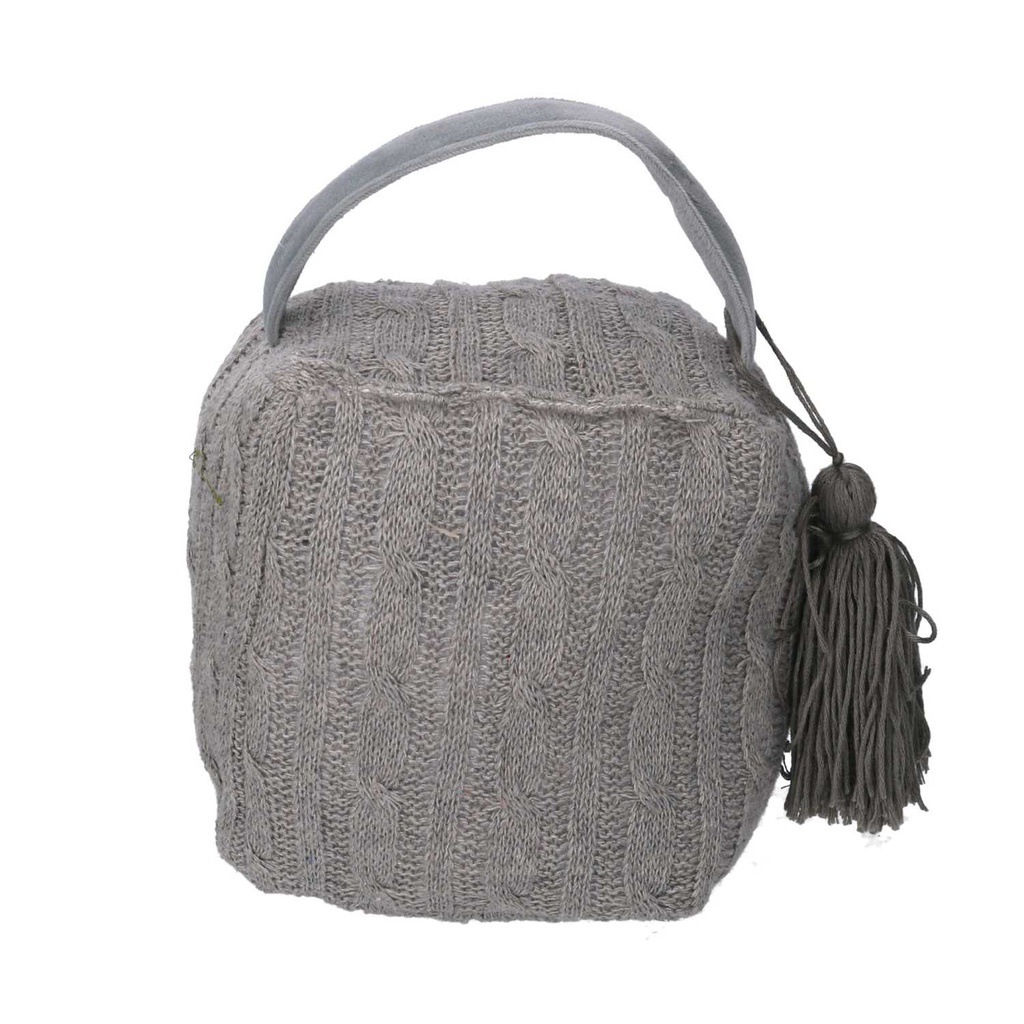 Fermaporta tessuto borsa grigio quadro cm 12x10h15/20
