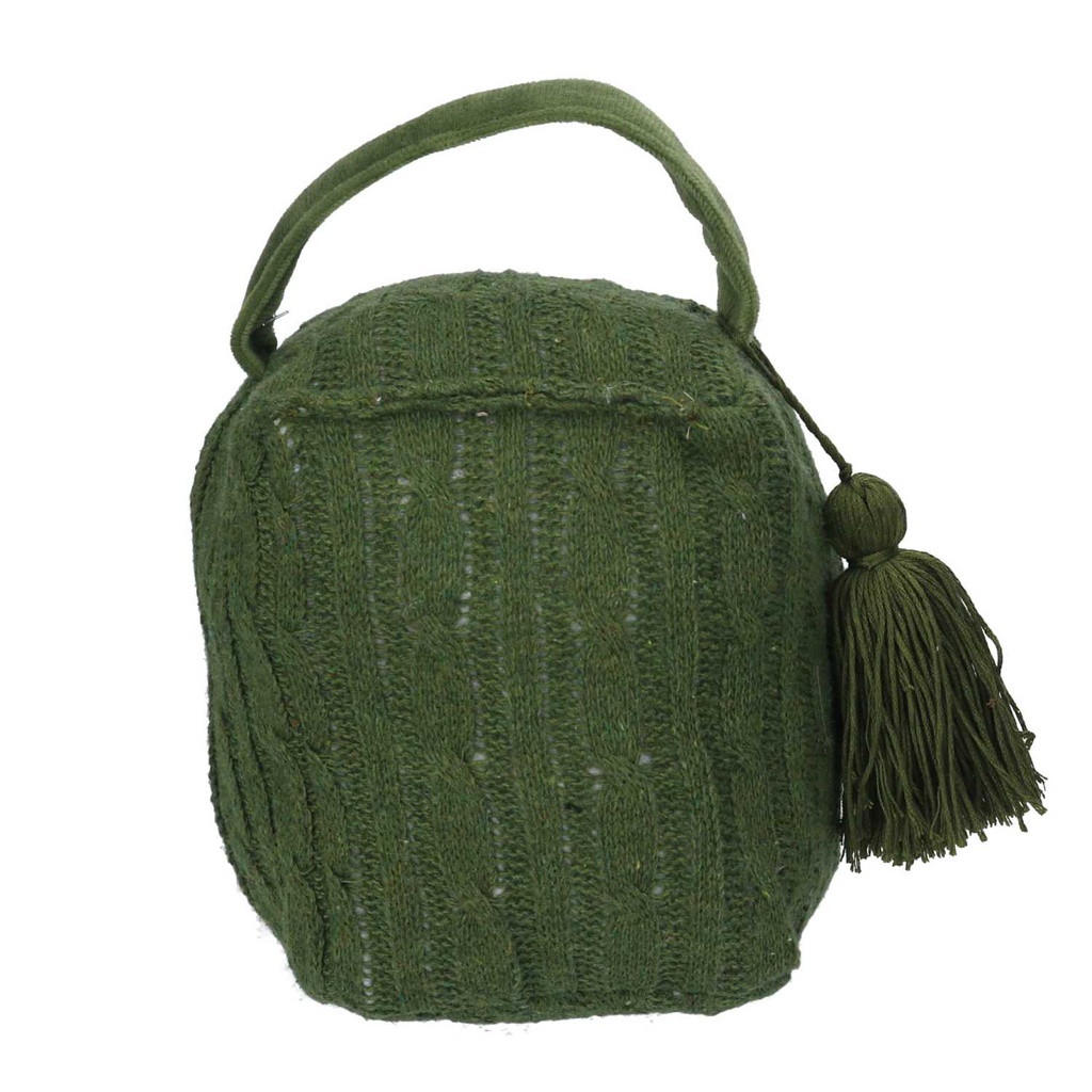 Fermaporta tessuto borsa verde quadro cm 12x10h15/20