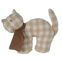 Fermaporta tessuto gatto quadretti crema cm 30x6h26