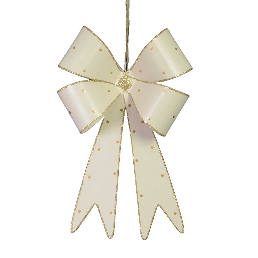 Fiocco metallo pois oro bianco cm21x7x34