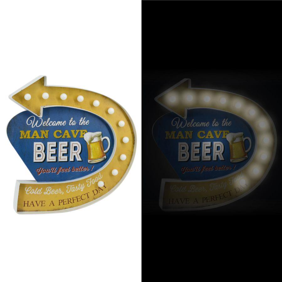 Insegna metallo blu giallo c-led cm46,5x45,8x5