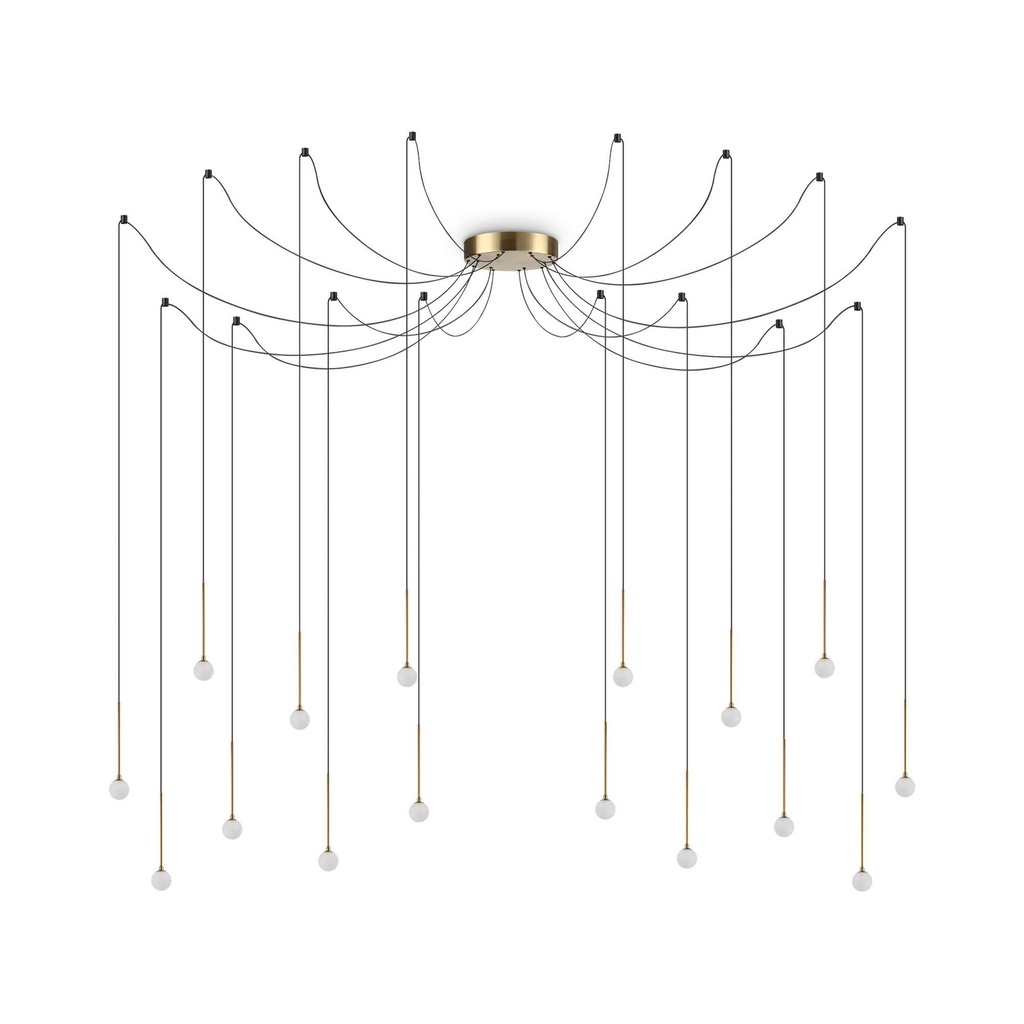 Lampada a sospensione ottone D 200 x H min 450 - max 5435 mm