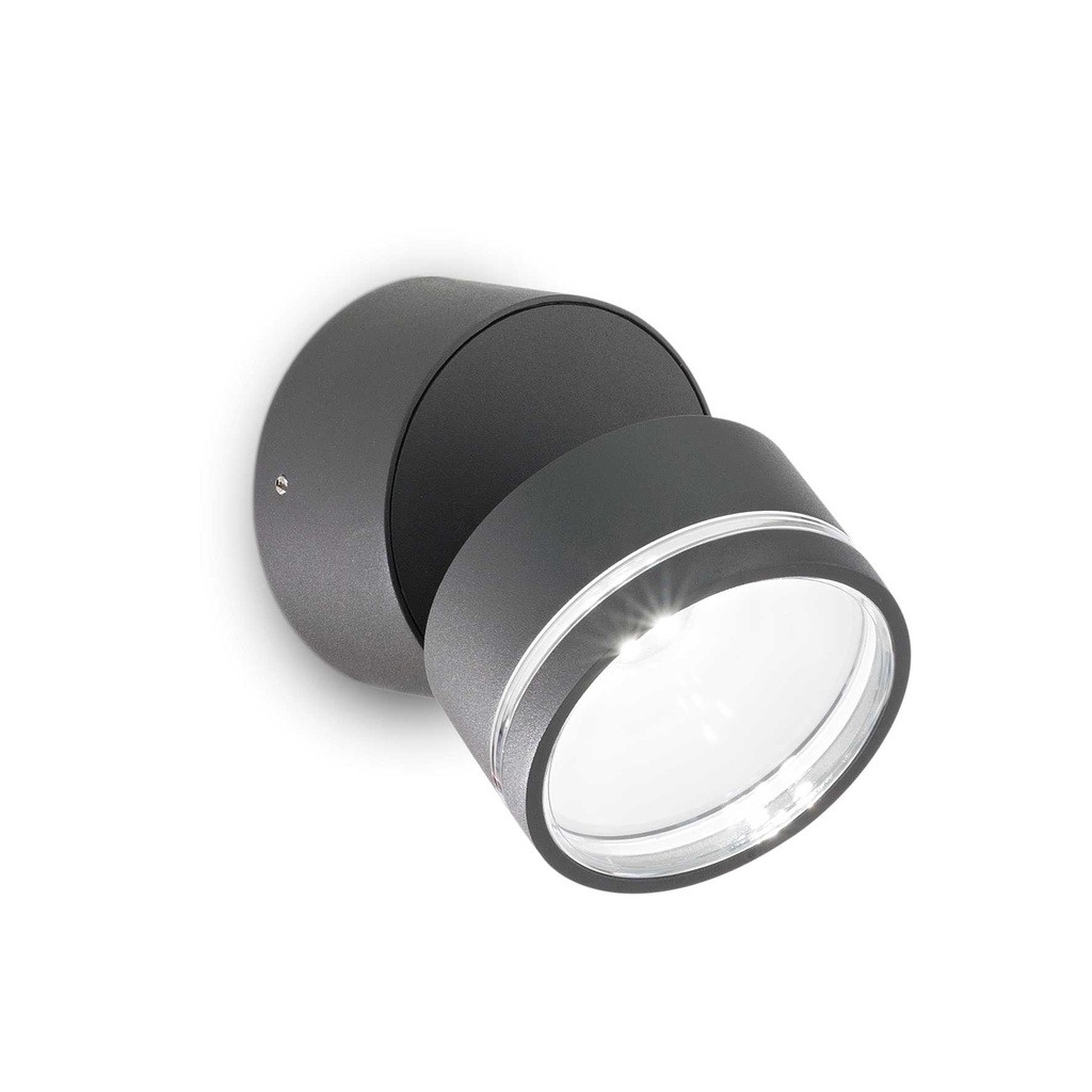 Lampada da parete Omega Round, Antracite, 4000K, D 90 x P 85 mm