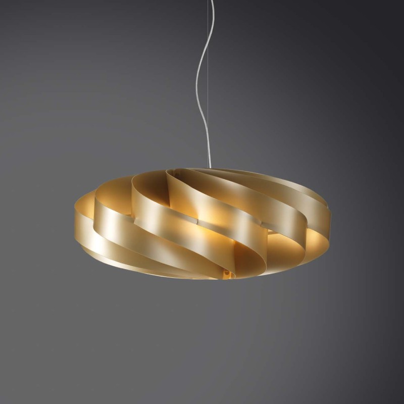 Lampadario a sospensione FLAT una luce Oro diametro 50xh22cm