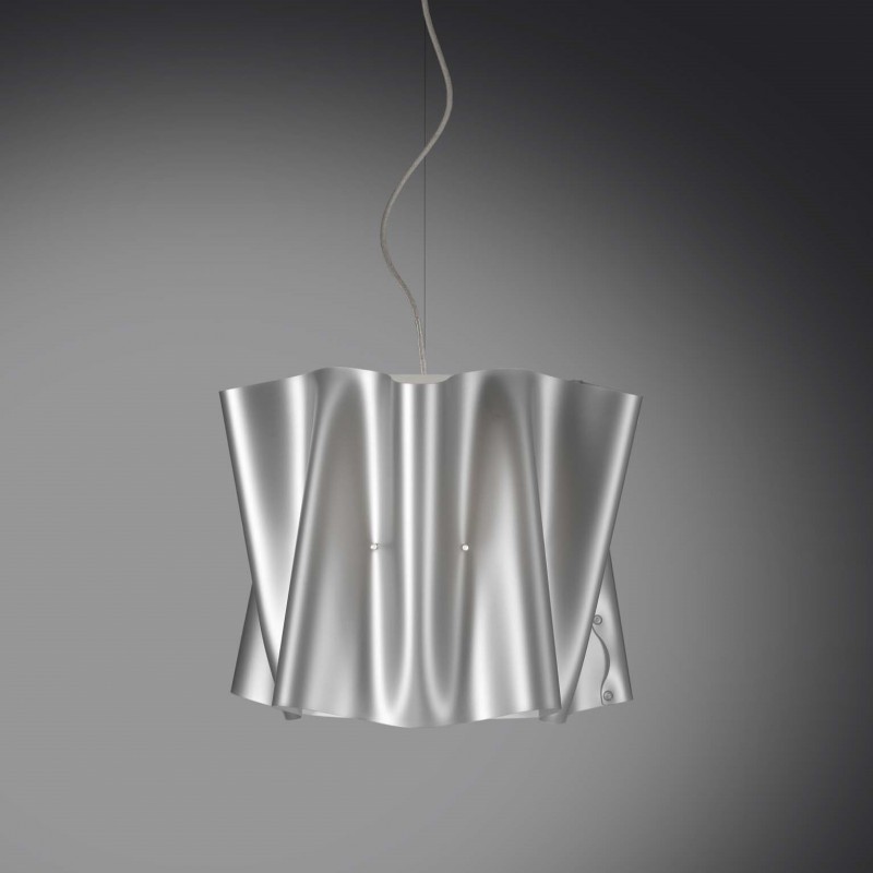 Lampadario a sospensione FOLIO paralume in Polilux Argento diametro 40x h37 cm