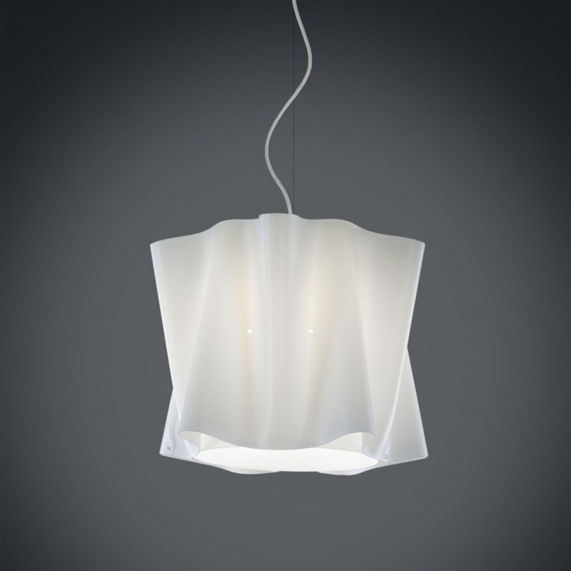 Lampadario a sospensione FOLIO paralume in Polilux Bianco diametro 40x h37 cm