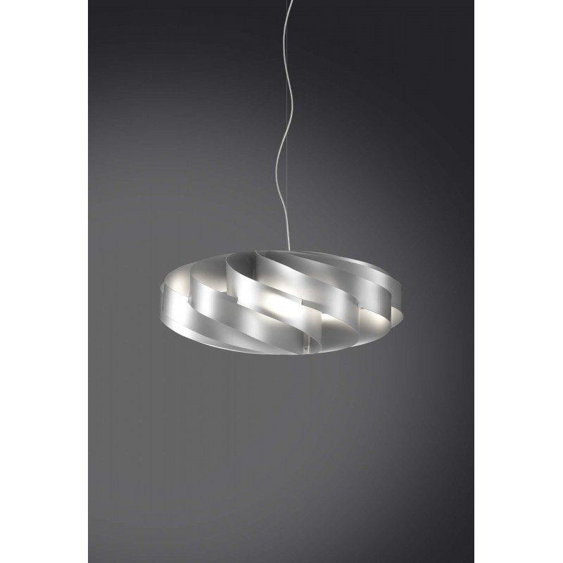 Lampadario a sospensione Flat 3 luci argento 70x70xh.34 cm