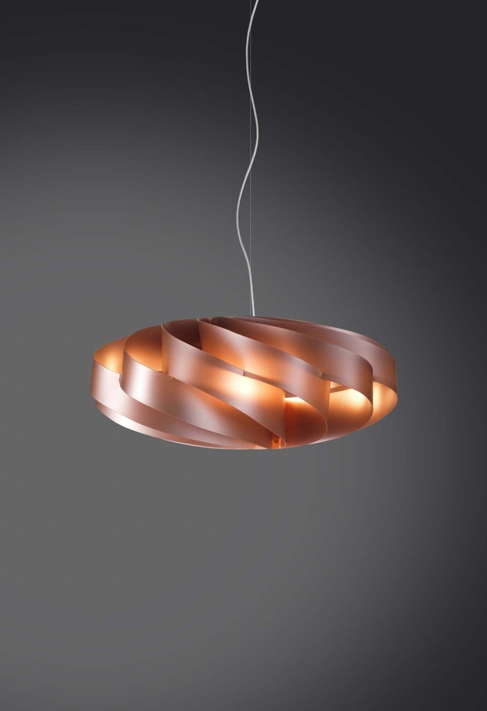 Lampadario a sospensione Flat 3 luci rame 70x70xh.34 cm