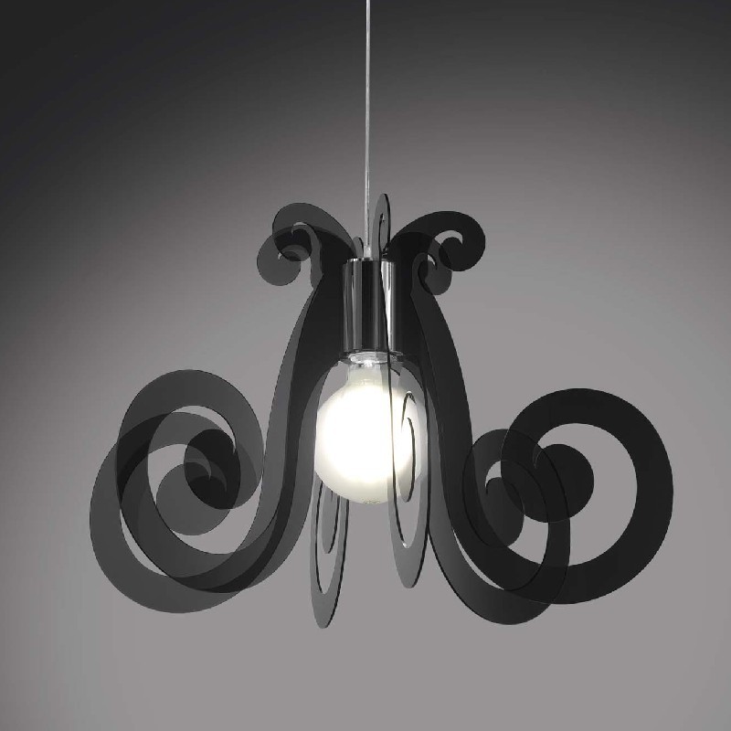 Lampadario a sospensione in Plexiglas MIZAR Fumè diametro 64x h41 cm