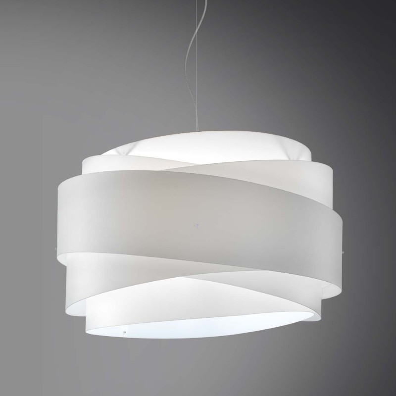 Lampadario a sospensione in Polilux BEA tre luci Bianco diametro 60x h38 cm