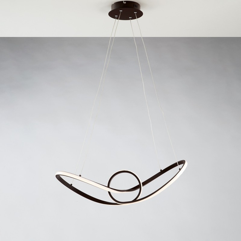 Lampadario a sospensione in metallo Marrone LED integrato 68x24x h 150 cm