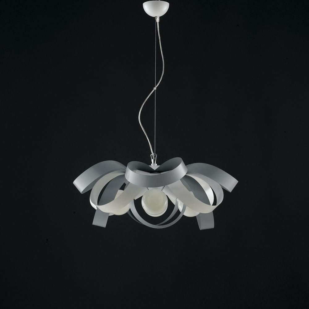 Lampadario a sospensione moderno bianco grigio Primula Bonetti