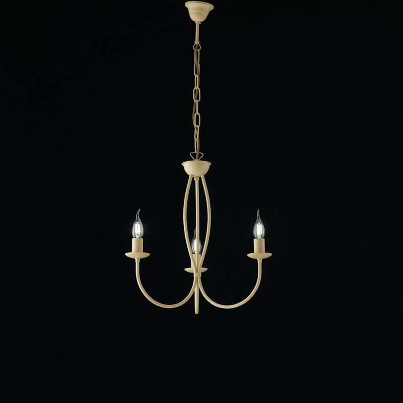 Lampadario in ferro Avorio decape tre luci 45x h50 cm