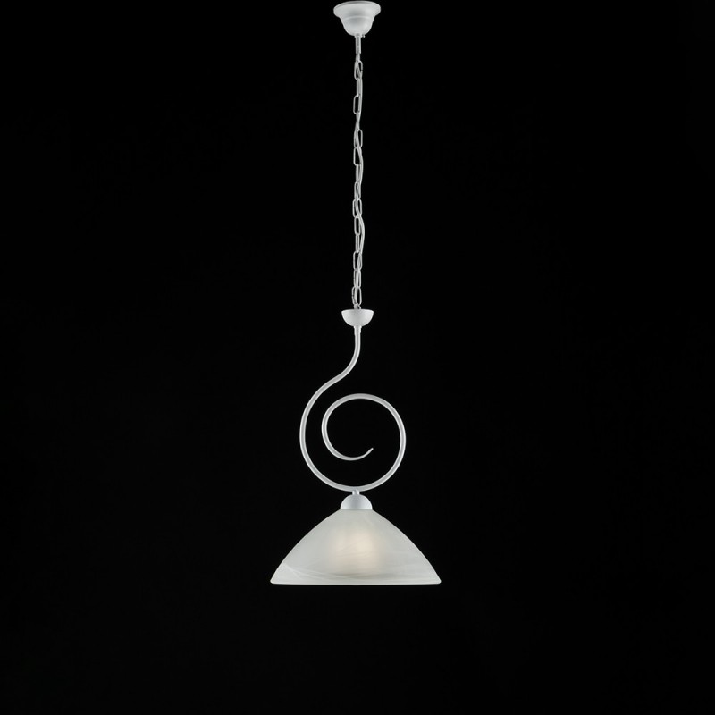 Lampadario in ferro Bianco Shabby una luce paralume Bianco 32x h53 cm