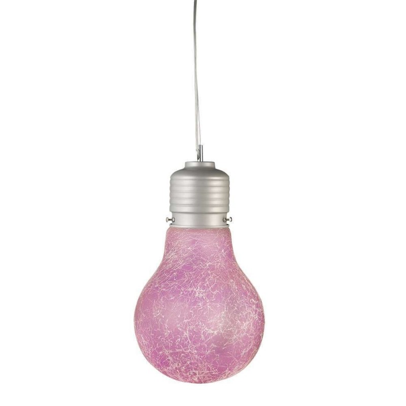 Lampadario lampadina vetro struttura argento vetro rosa cameretta