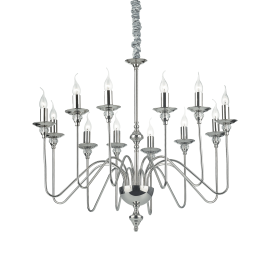 Lampadario moderno a sospensione 12 luci nikel D 86 x H 74 cm