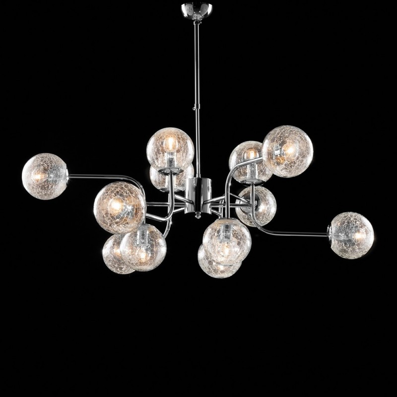 Lampadario moderno in ferro cromo lucido 12 luci cm 105