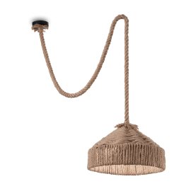 Lampadario rustico in corda cm 41 arredo chic