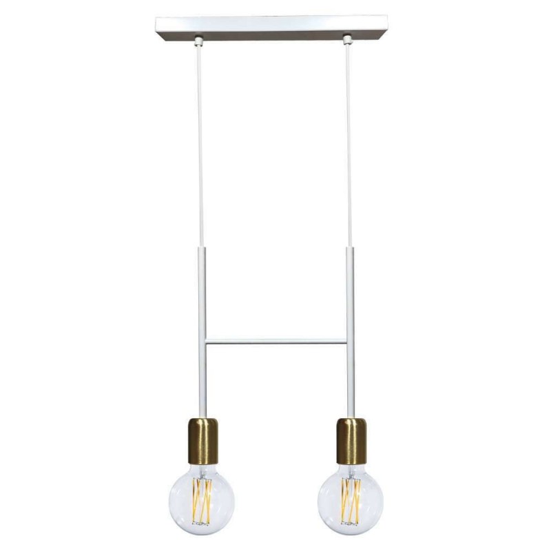 Lampadario sala moderno bianco oro design cm 40 x 38 h