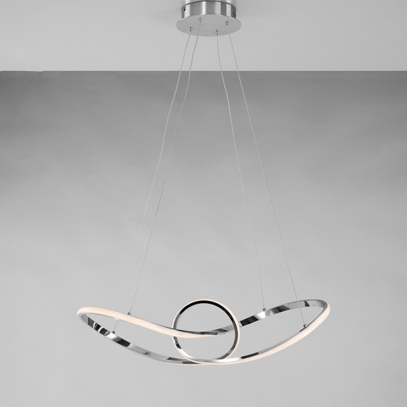 Lampadario sospensione metallo Cromo Lucido LED integrato 68x24x h 150 cm