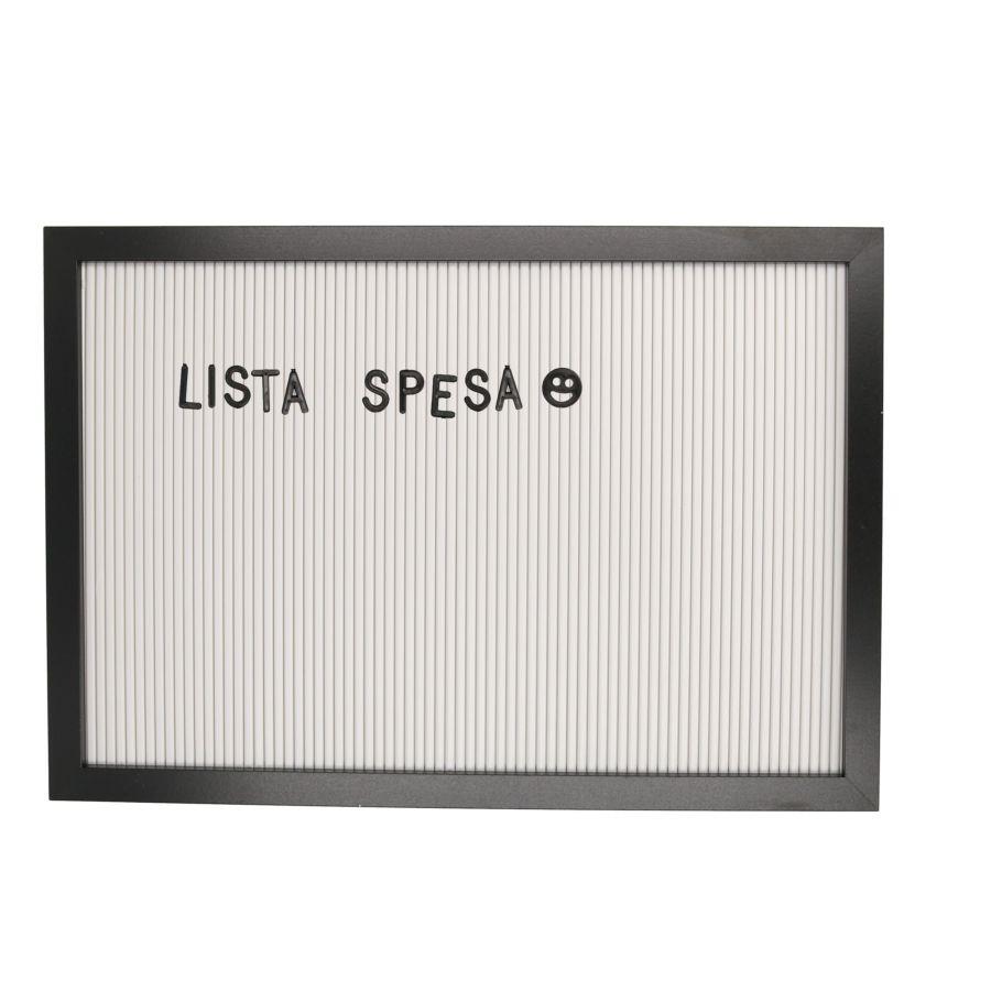 Lavagna cornice nera legno con lettere inseribili rettangolare cm 33x47x2
