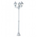 Palo telescopico in alluminio pressofuso con diffusori in vetro trasparente - Altezza max lampade 170mm - Triangolo di fissaggio a terra biancoargento