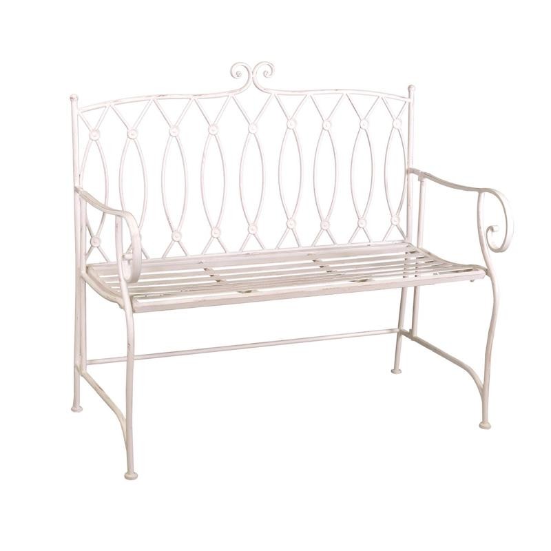 Panchina metallo Ragusa avorio cm104x55h95,5