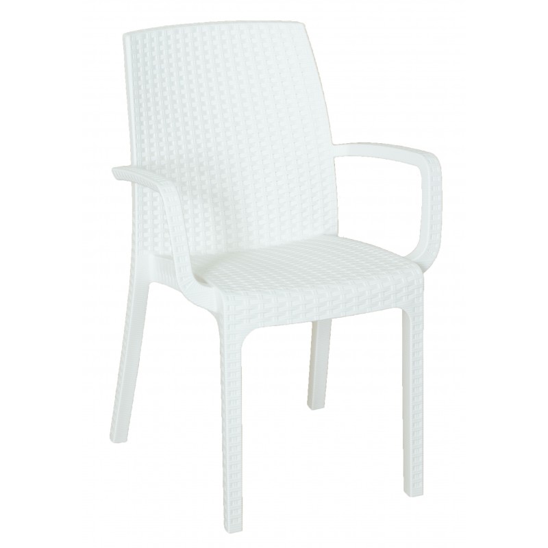 Poltrona da esterno bianco con braccioli cm 57 x 59 x 86h