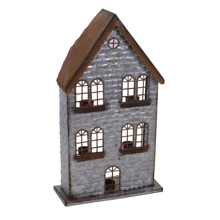 Portacandele casa metallo 5p cm30x12h53