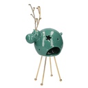 Portacandele ceramica verde renna 1p cm 14x10h29