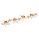 Portacandele legno bianco oro stelle 4pcm48,5x11,5h2,3