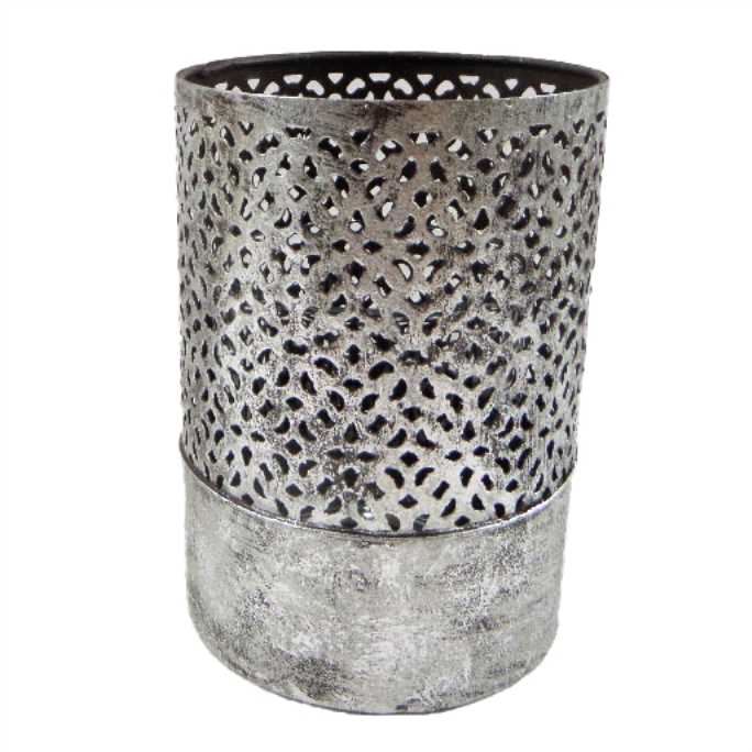 Portacandele metallo argento cm ø9h12