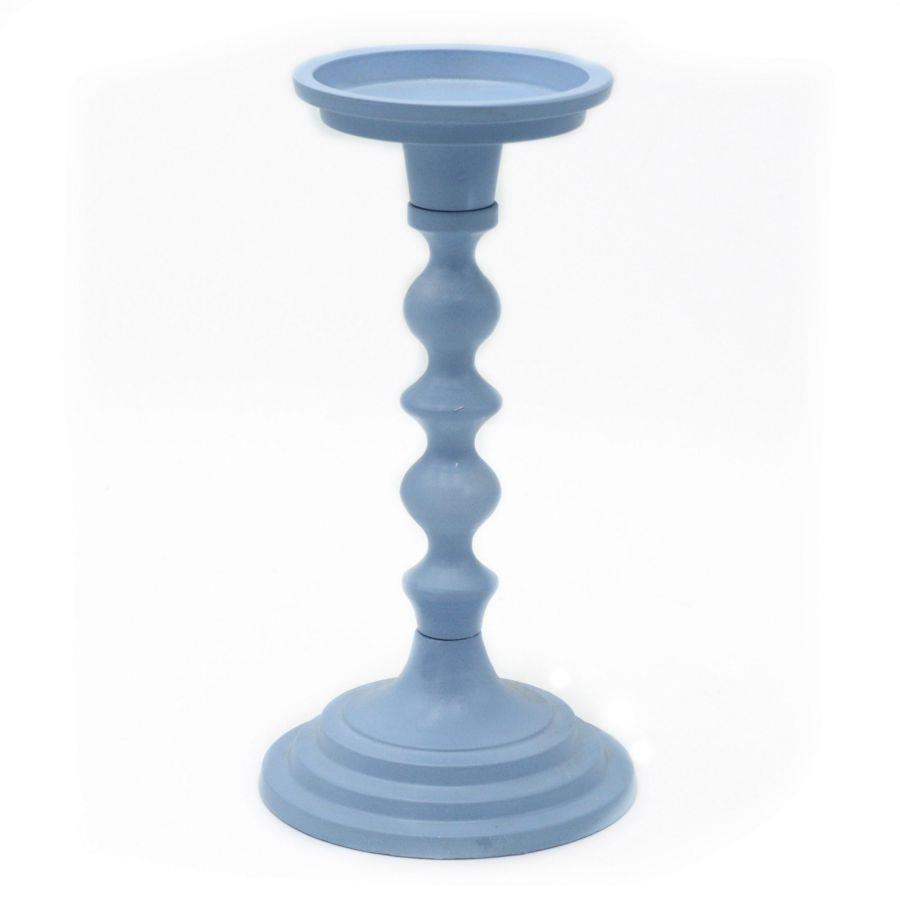 Portacandele metallo azzurro 1p cm11h22