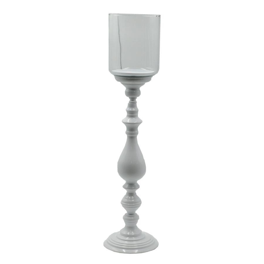 Portacandele metallo bianco 1p cmø13h59