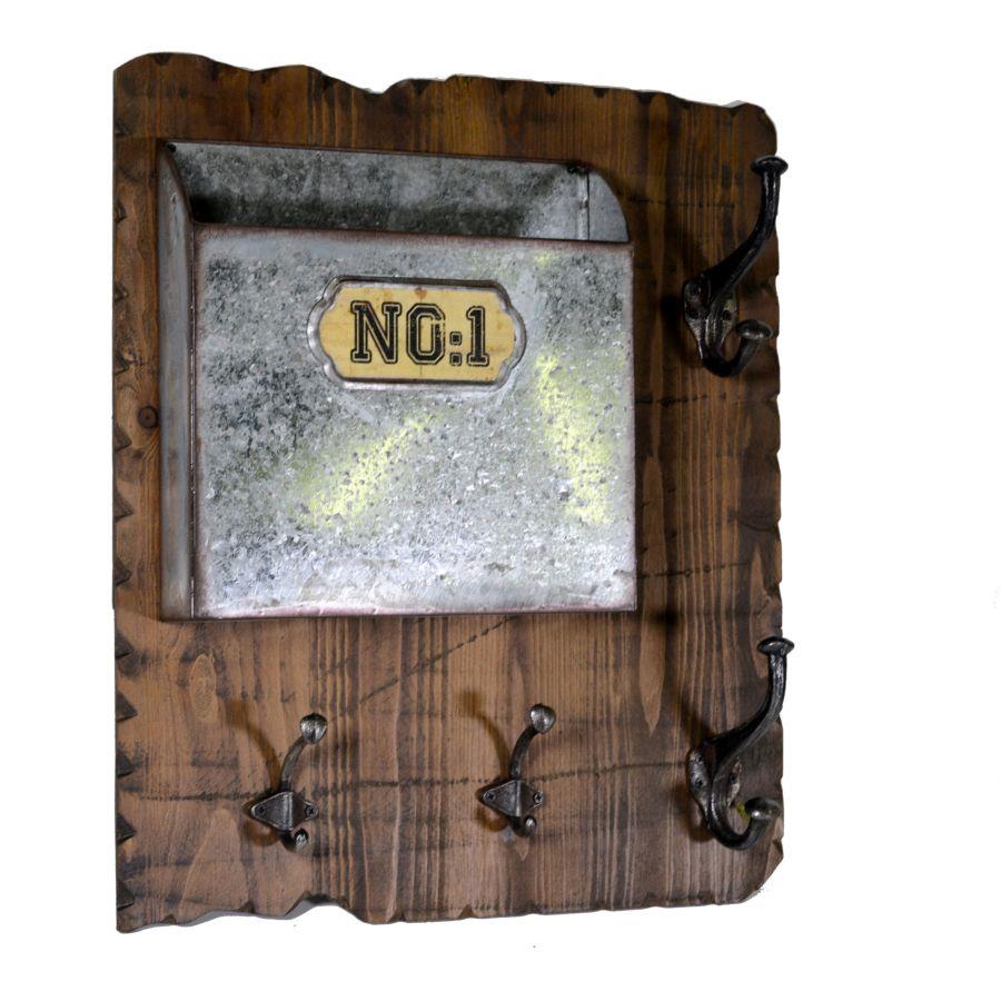 Portalettere legno 1 posto c/appendino 4p cm 46
