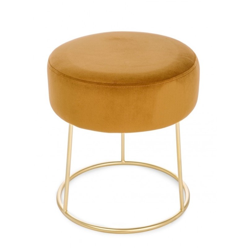 Pouf in velluto Giallo Ocra CLARISSA diametro 35x h40 cm