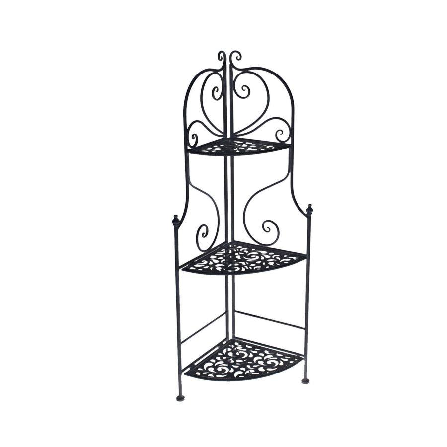 Scaffale metallo jessica nero 3 piani ad angolo cm 48x33h120