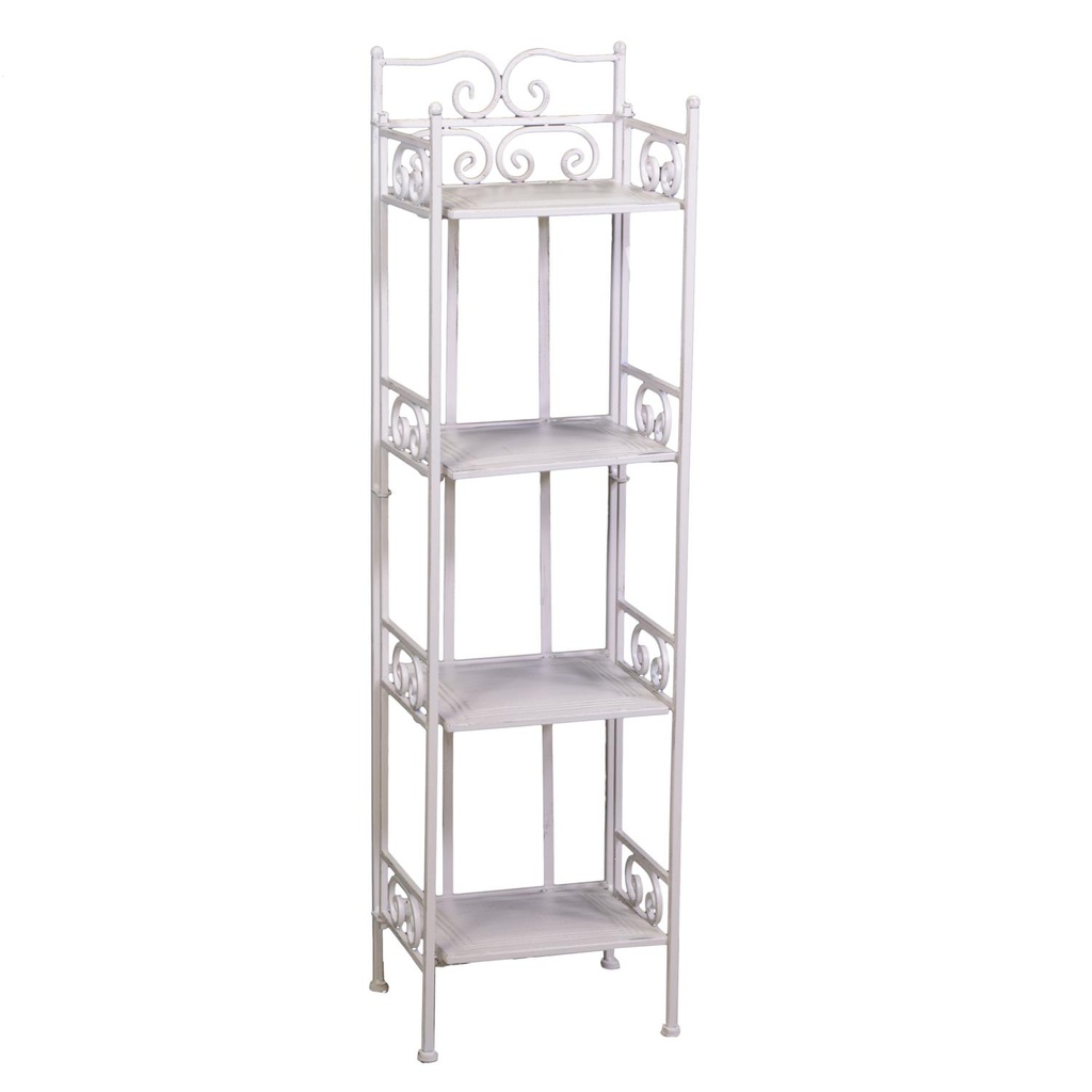 Scaffale metallo new jessica stretto 4 piani bianco brush cm27x23h104
