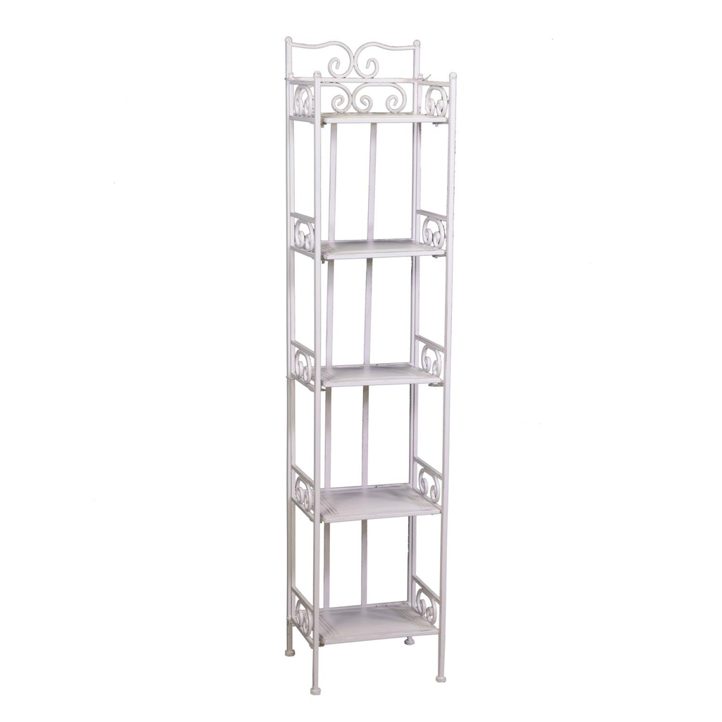 Scaffale metallo new jessica stretto 5 piani bianco brush cm 28x23h132