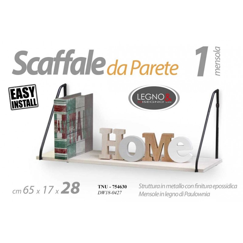Scaffale urban industrial da parete metallo legno cm 65 x 17 x 28 h