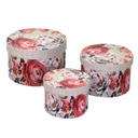 Scatola ecopelle 1-3 fiori crema tondo cmø27h17,5