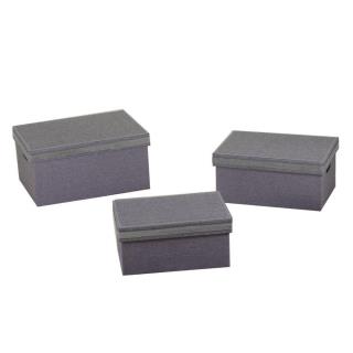 Scatola tessuto 1-3 grigio e argento rettangolare cm42x30h20