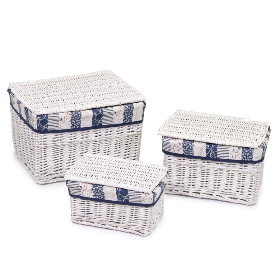 Scatola vimini giuseppe 1-3 bianco rettangolare cm 45x35h30